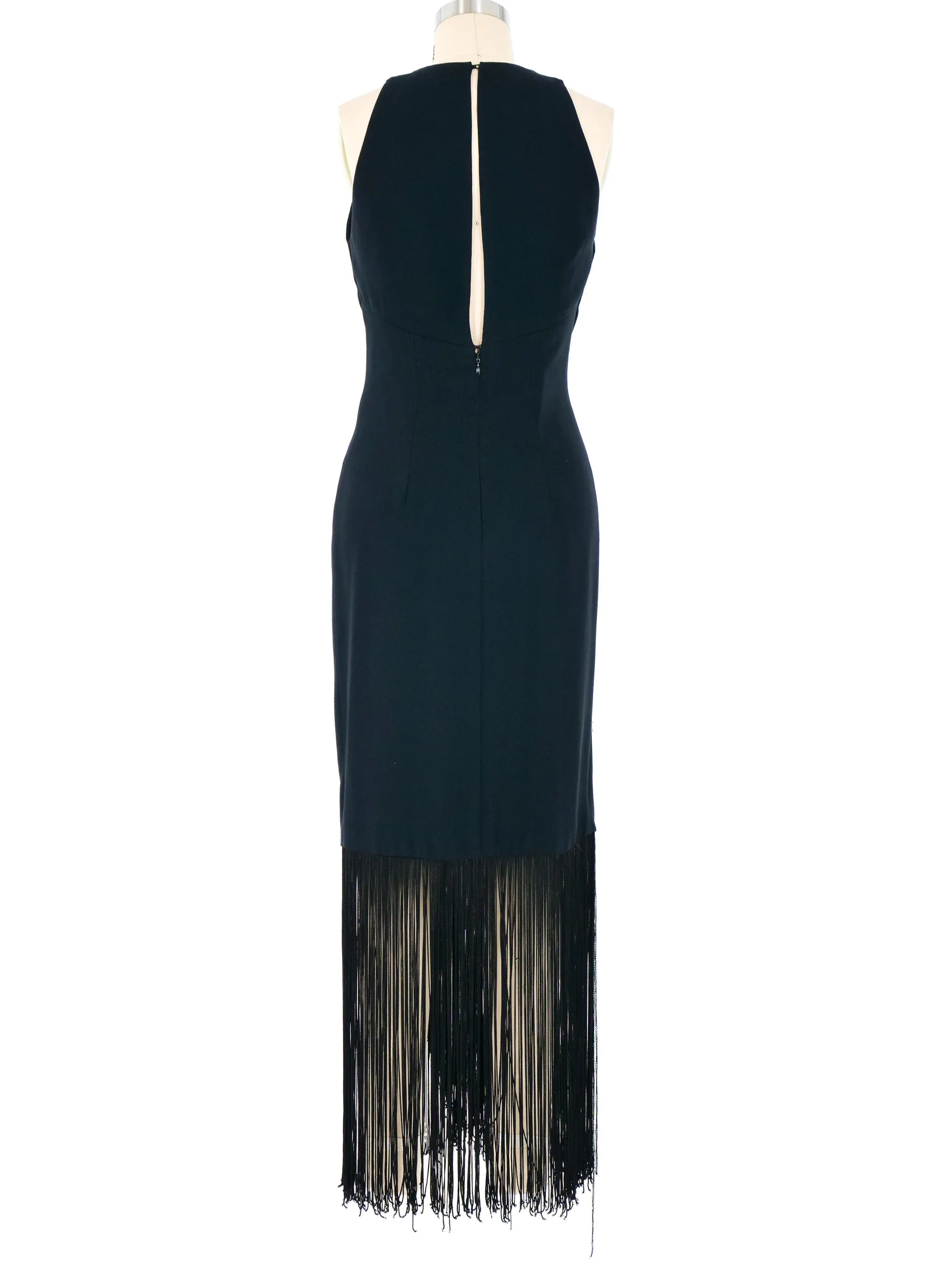 1980s Ann Lawrence Fringe Trim Dress