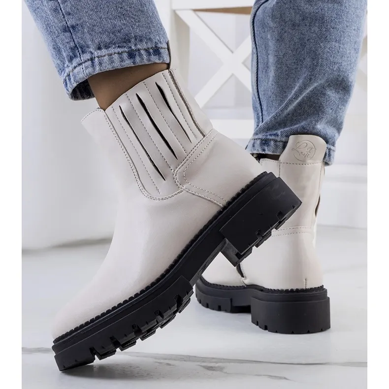 Beige ankle boots