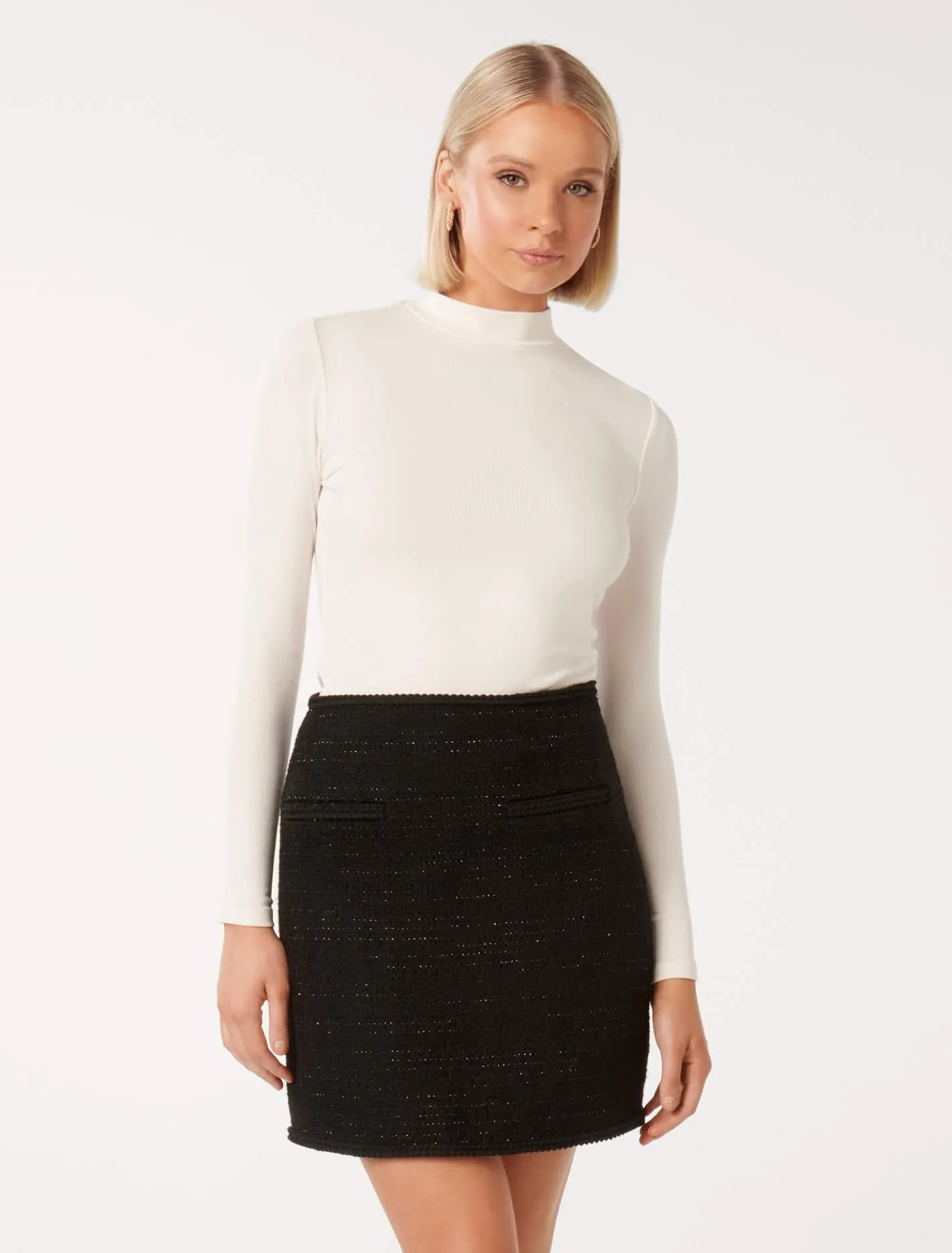 Candice High-Neck Rib Top