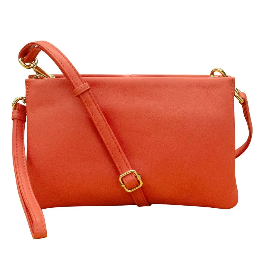 Coral Triple Compartment Clutch
