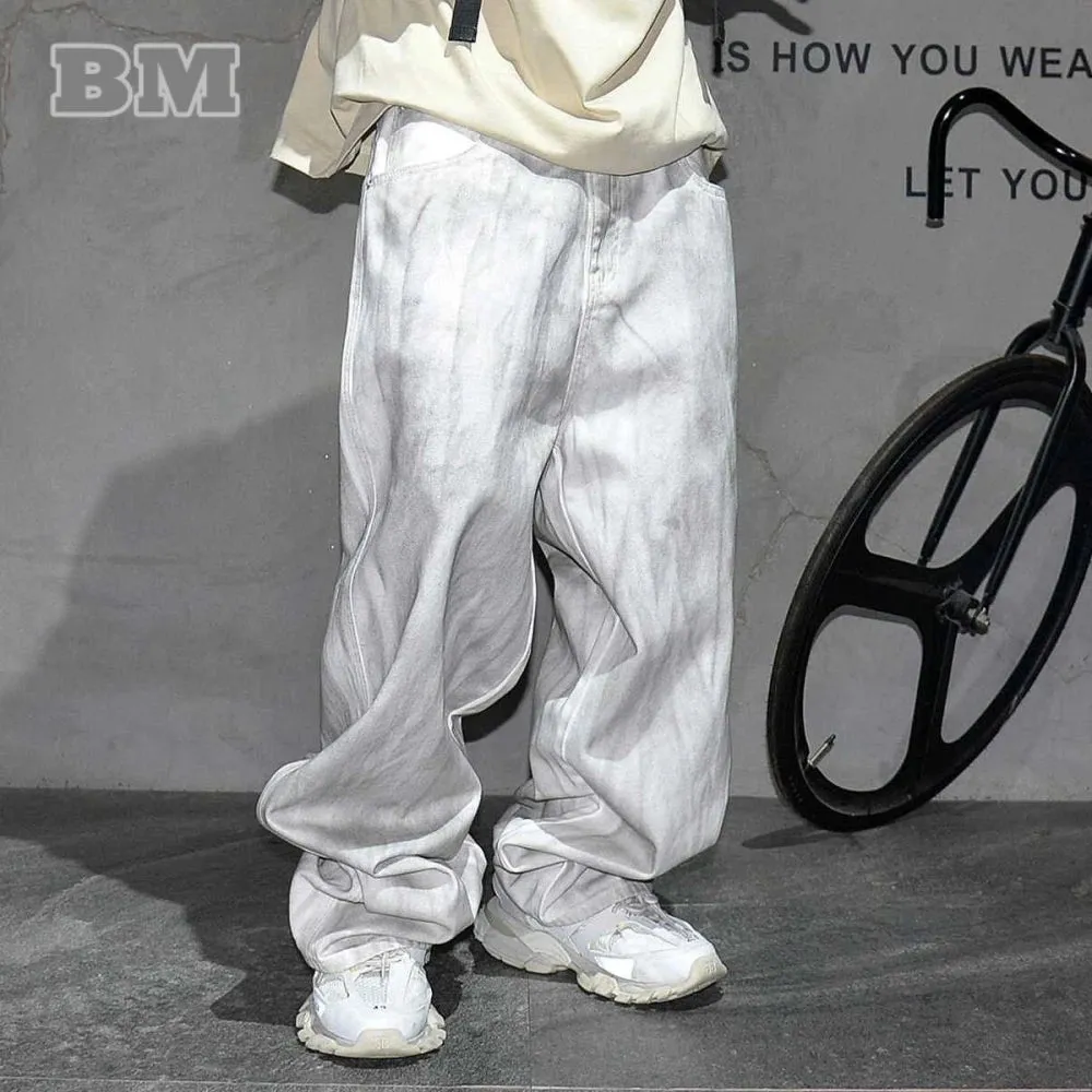 Distressed Dirty White Baggy Pants