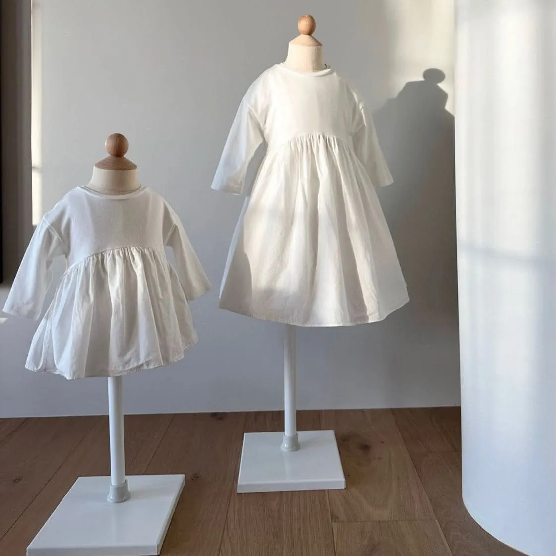 Girls Monbebe Long Sleeve Ruffle Dress (1-4y) - White