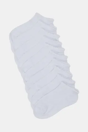 Girls White Ankle Length Socks (5 Pairs)