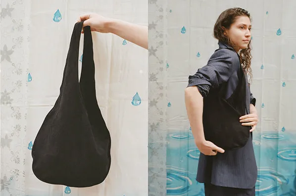 LARA TOTE, BLACK SUEDE