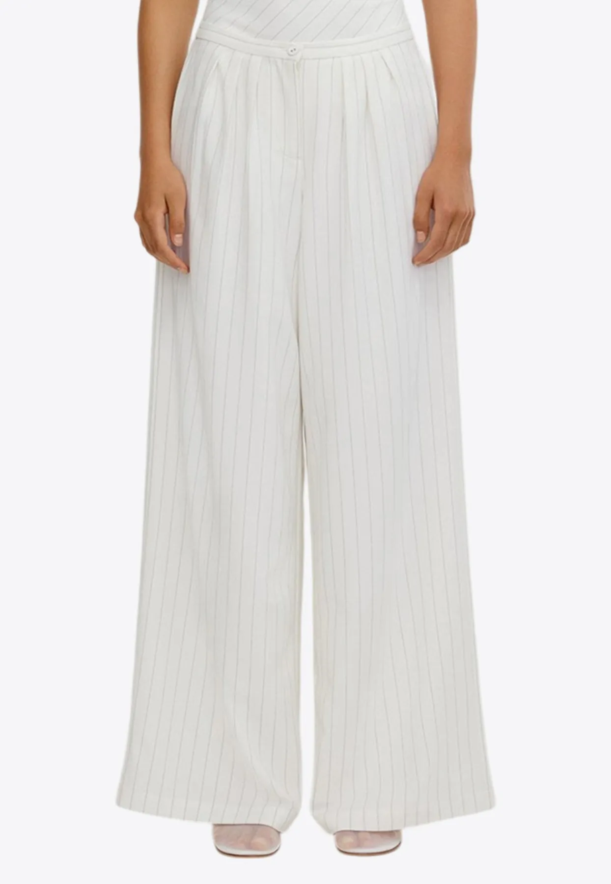 Lucy Pinstriped Wide-Leg Pants