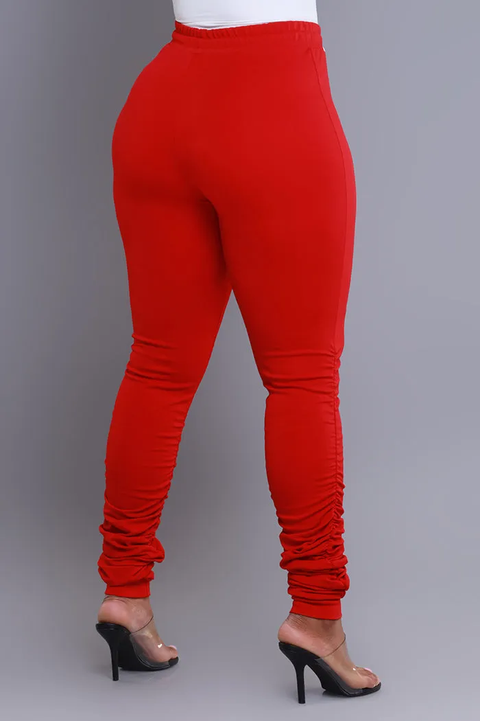 Now Or Never Ruched Leggings - Red