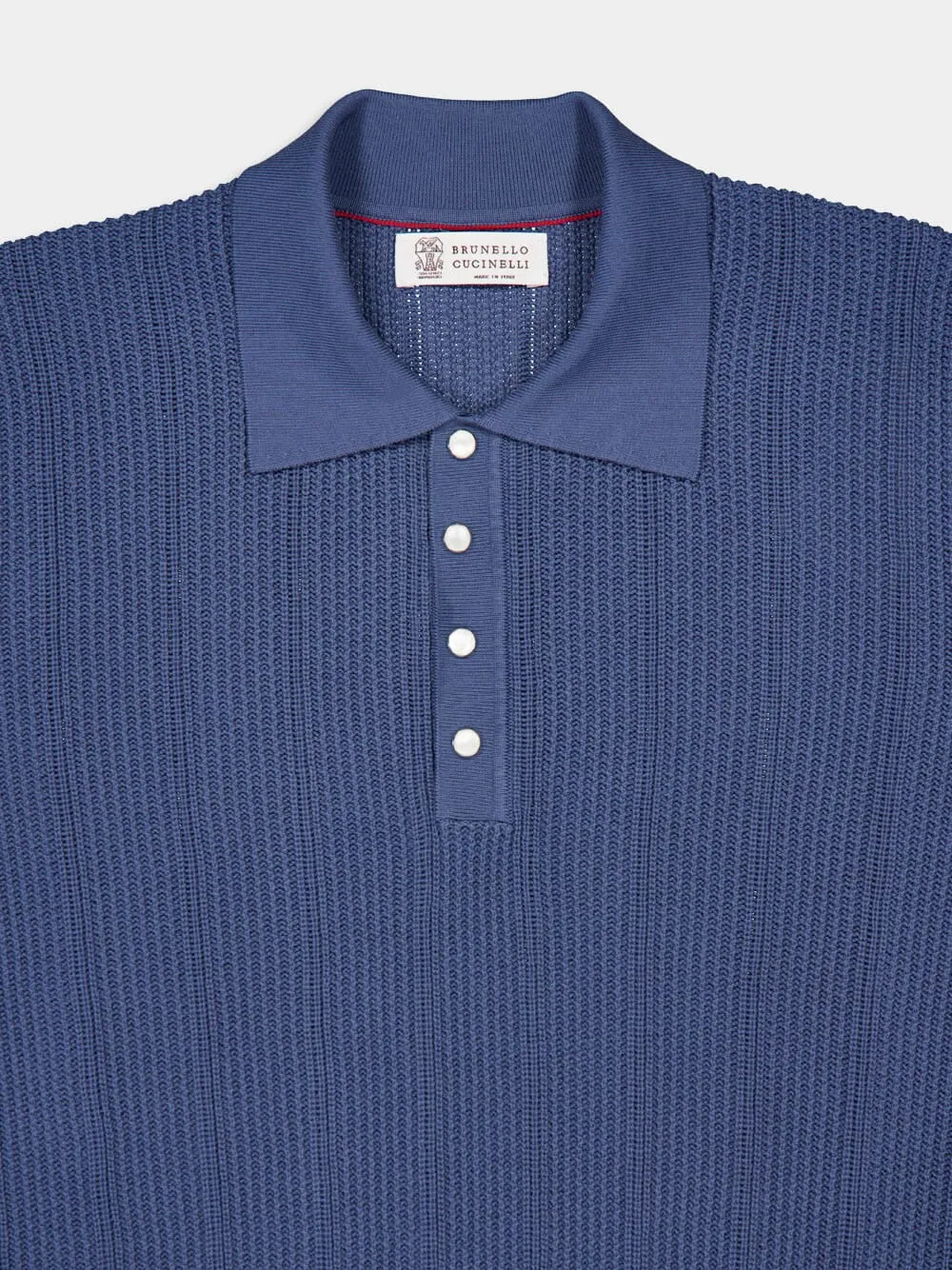 Oxford Blue Rib Knit Polo