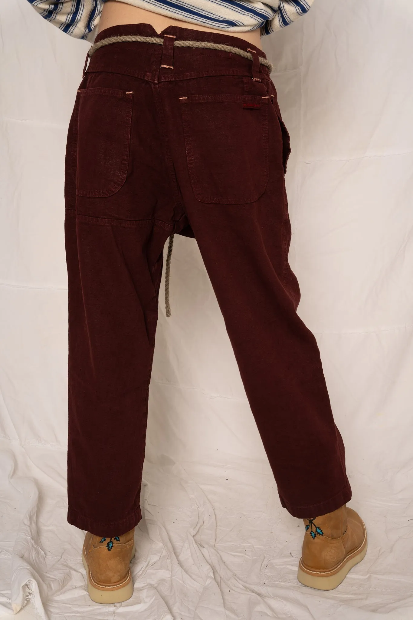 P65 Farmer Pleated Pants Linen/Organic Cotton Deep Burgundy
