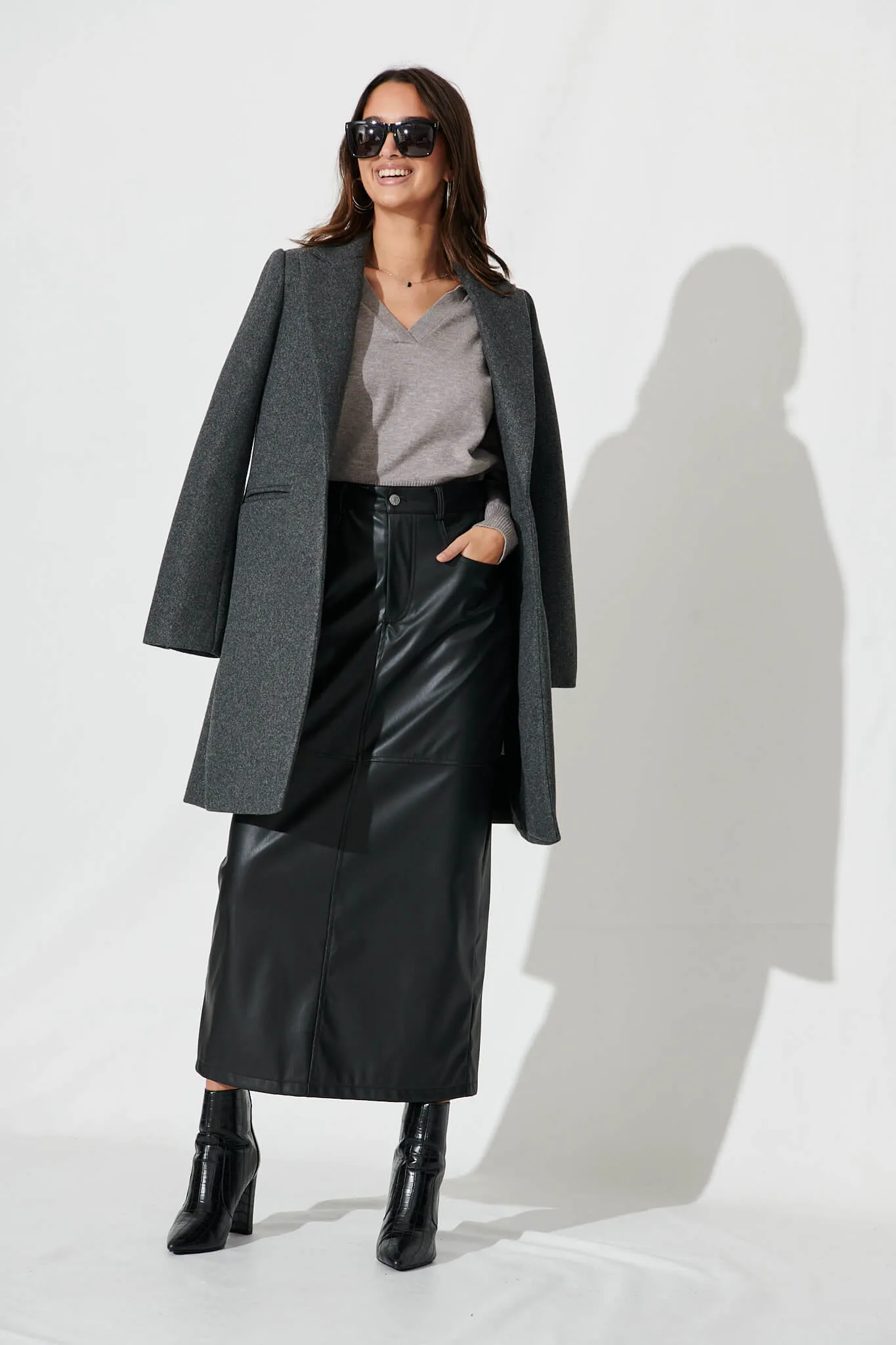 Prato Coat In Charcoal Marle