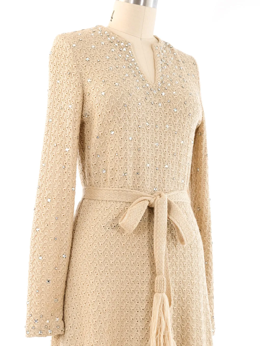 Rhinestone Accented Knit Maxi Dress