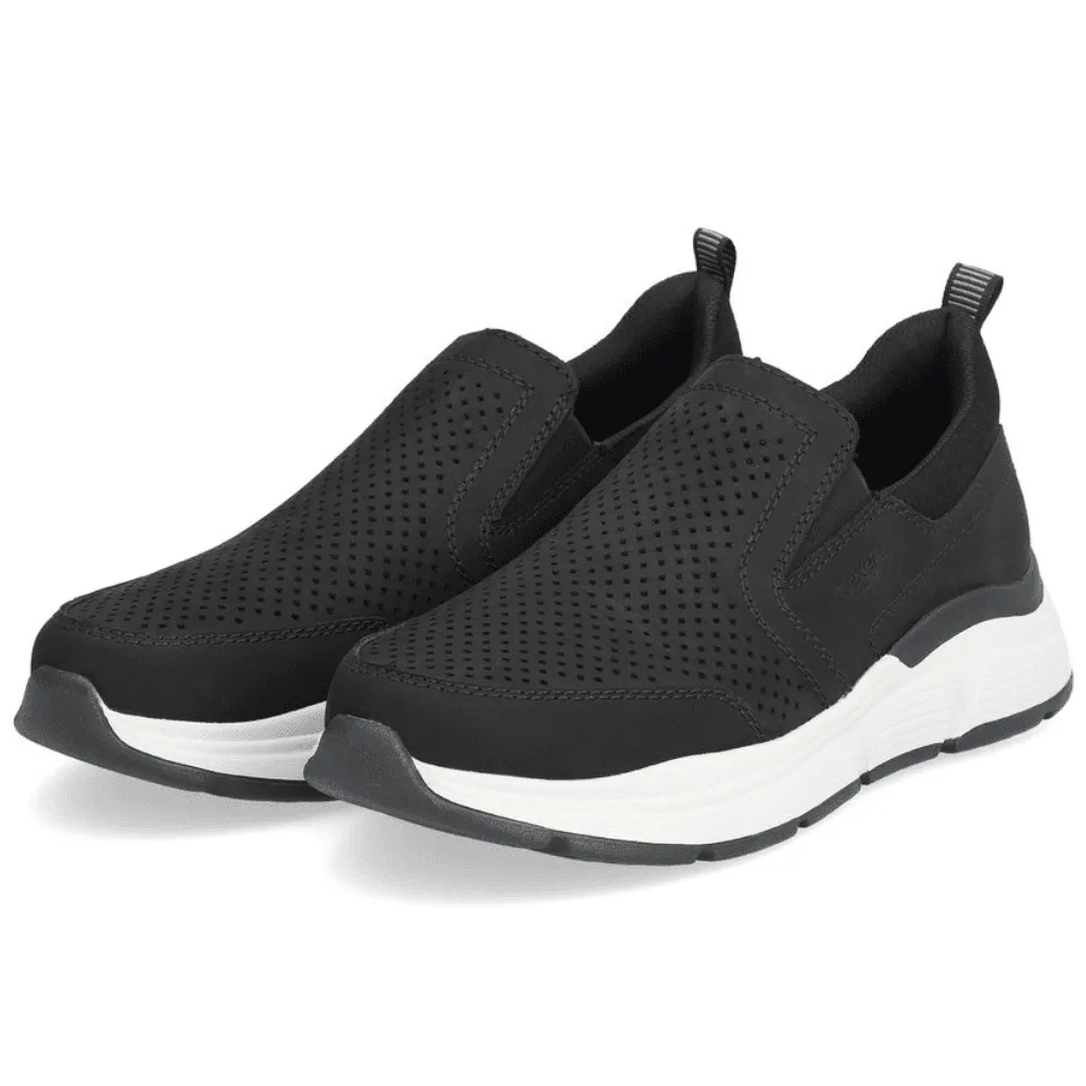 Rieker B5062 Black Perforated Slip On Trainers