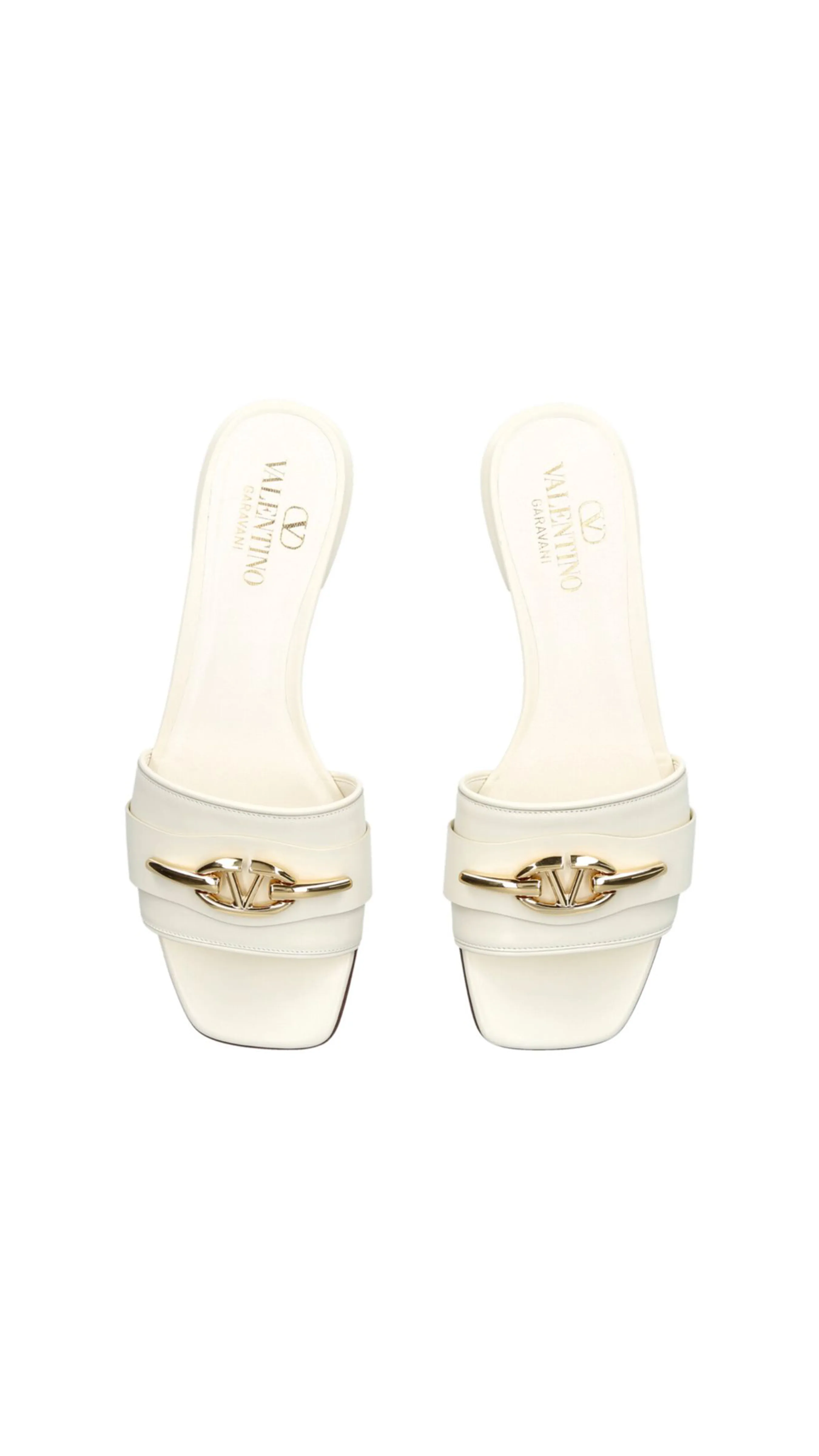 The Bold Vlogo Calfskin Slide - Ivory